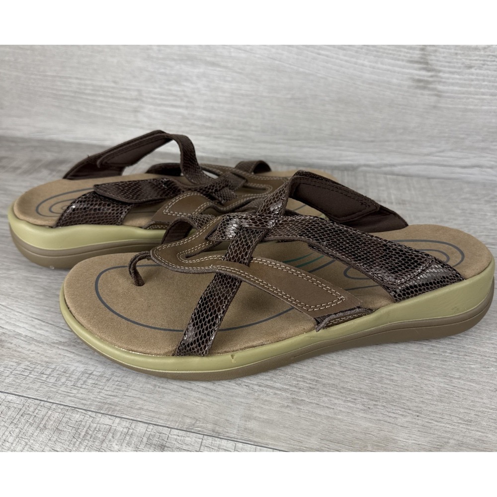 Orthofeet Clio Womens 10 Wide D Brown Snakeskin Print Comfort Sandals NWOB Thong